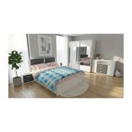 Dormitor Laguna cu pat 160x200 cu 2 sertare Alb cu Gri